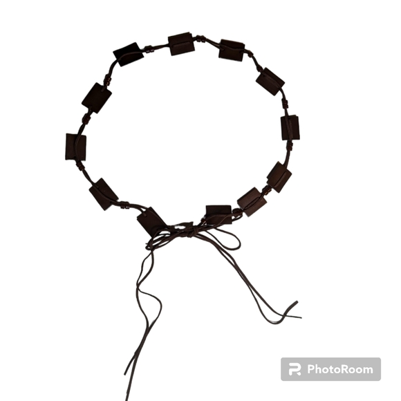 Vintage Belt Brown Suede Acrylic Beads and Squares Handmade - Picture 1 of 7